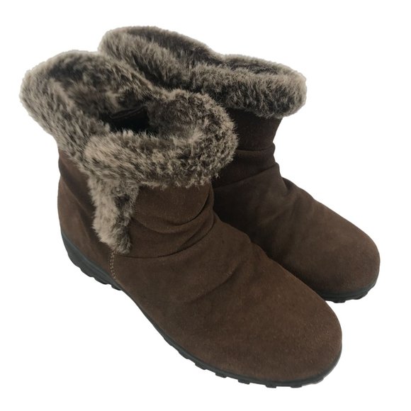 Khombu Shoes - Khombu Womens Leather Faux Fur Lined Ankle Bootie Size 8M